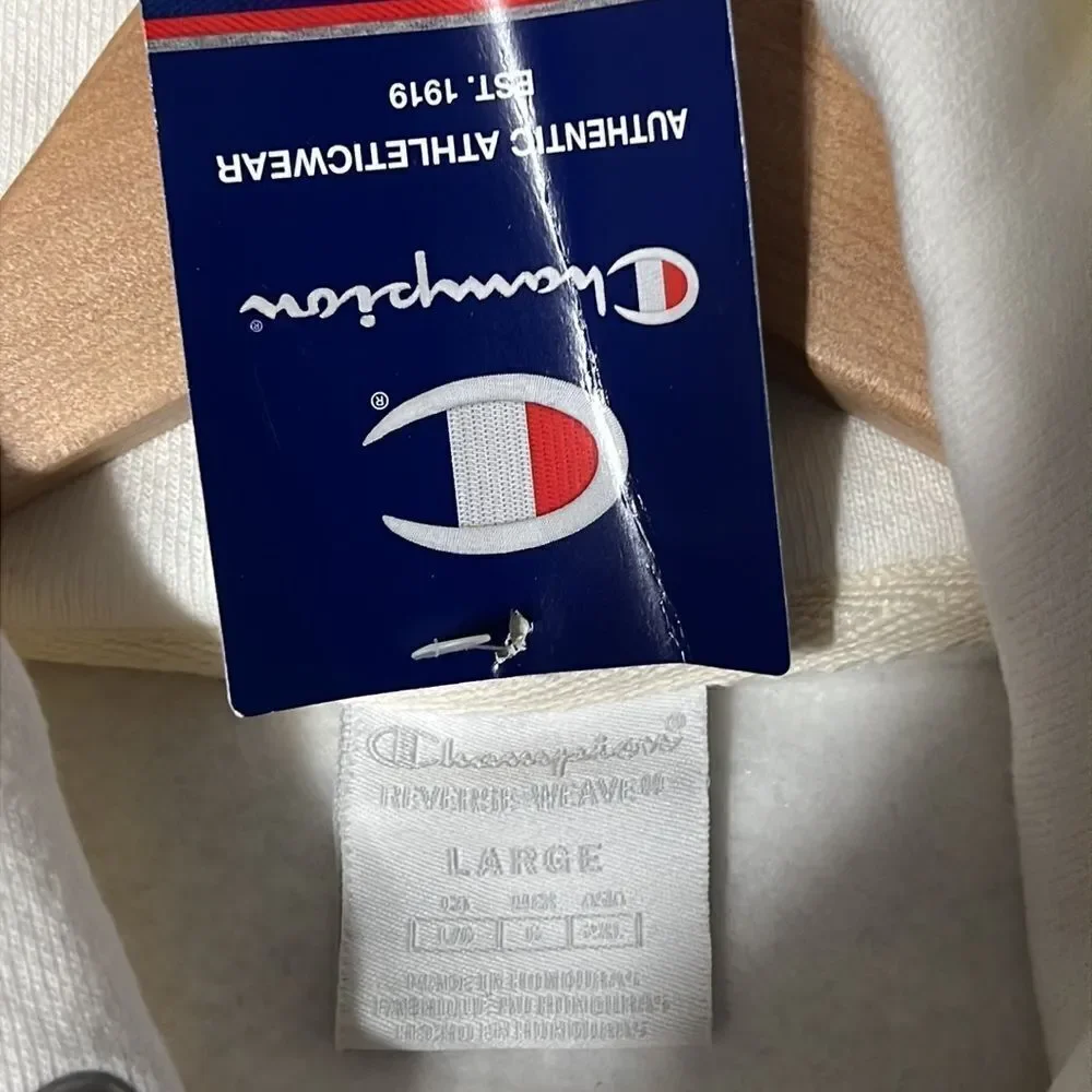 🔥🔥 NWT CHAMPION REVERSE WEAVE Blank HOODIE - Off-White - Men‎ Sz L - Brand NEW